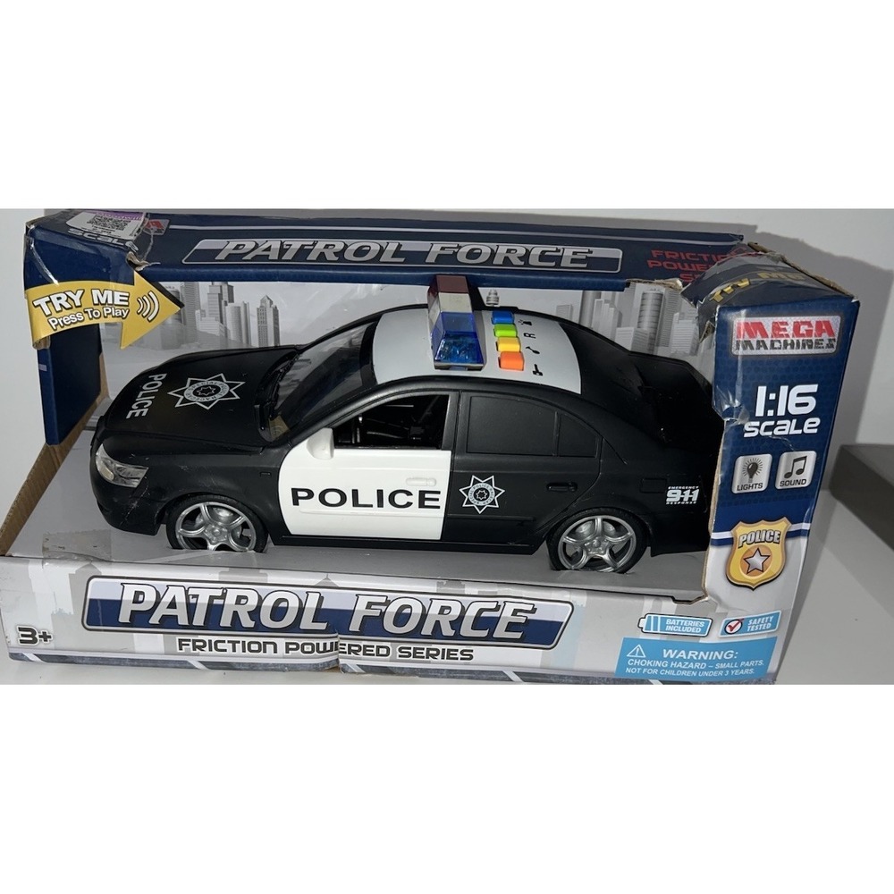 (b24/4)Potrol Force Friction Powered Police Car 1:16 Kids Plastic Toy